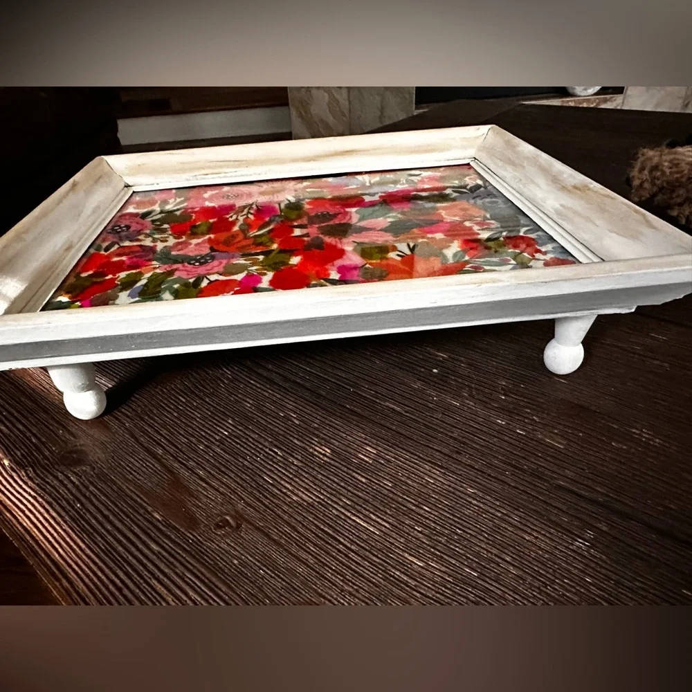 Hand crafted decorative vanity tray original rustic farmhouse Floral Decorative